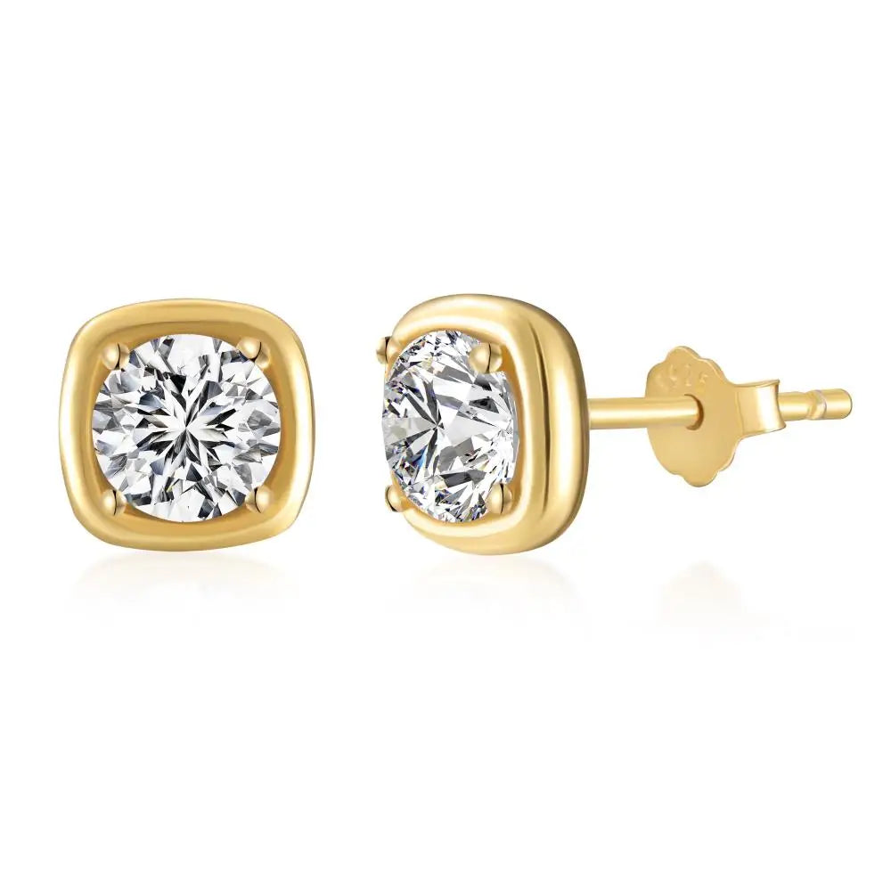 KAKODIY Luxury Gold Plated Earrings 925 Sterling Silver Fine Jewelry Square Stud Earrings - product image 2