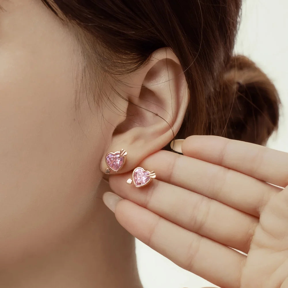 KAKODIY Tiny Charm Boutique Jewelry 925 Sterling Silver Plated Rose Gold Christmas Gift Heart Shape 5A Cubic Zirconia Stud Earrings - product image 4