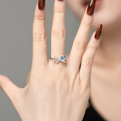 925 Silver Bow CZ Bridal Wedding Ring DY120926 product image 4