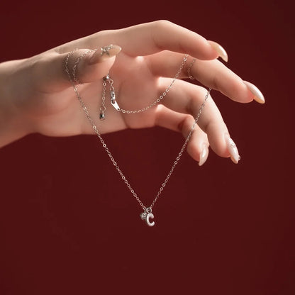 925 Sterling Silver C Initial 5A CZ Necklace product image 2