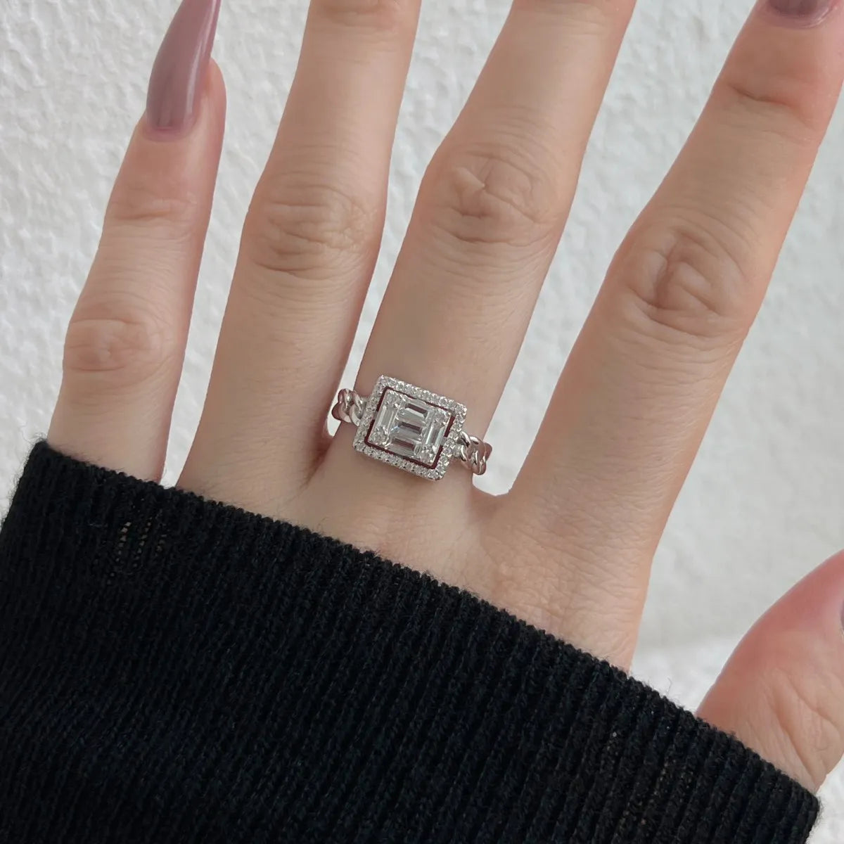 925 Sterling Silver Geometric CZ Engagement Ring product image 3
