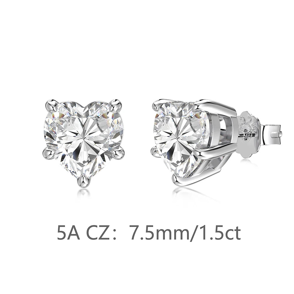 KAKODIY Small Charm Boutique Jewelry Hypoallergenic 925 Sterling Silver Multi Size Infinite Heart 5A Cubic Zirconia Stud Earrings