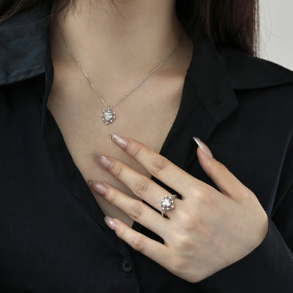 Pink Heart Pendant S925 Silver Necklace Jewelry Girl Sweet Cool Clavicle Chain Accessories Cz Zirconia Necklaces for Women
