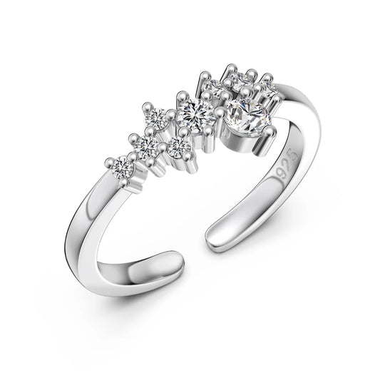 925 Sterling Silver 5A CZ Adjustable Ring DY121492 product image 7