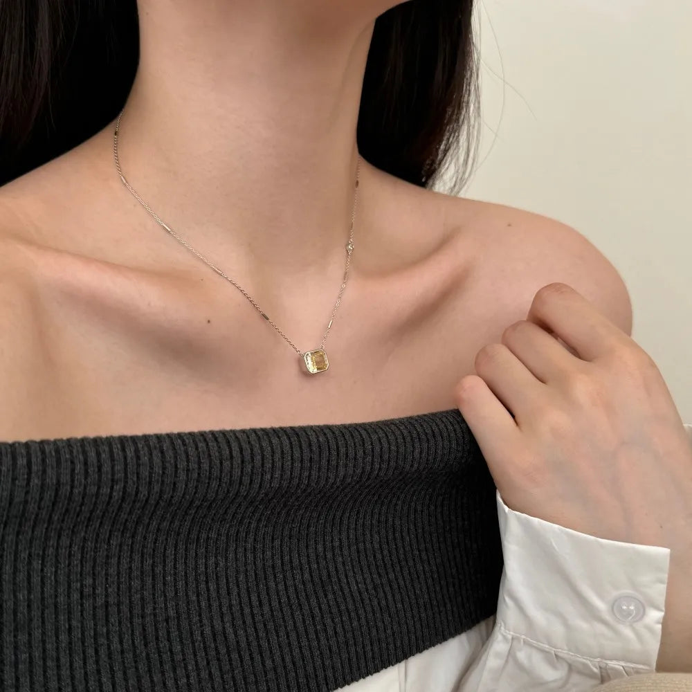 925 Silver CZ Minimalist Pendant Necklace DY190903 product image 5