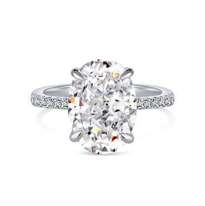 Ex-Factory Price High Grade Quality Radiant Ring Cut Shape Cubic Zirconia Solitaire Oval Engagement Silver Thin Band
