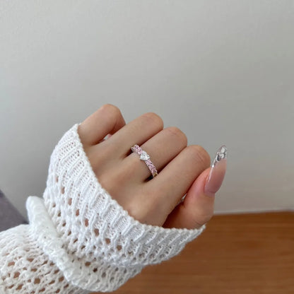 Jewelry Supplier OEM ODM Customized S925 Silver Eternity Band Baguette 5A Cubic Zirconia Heart Main Stone Promise Rings
