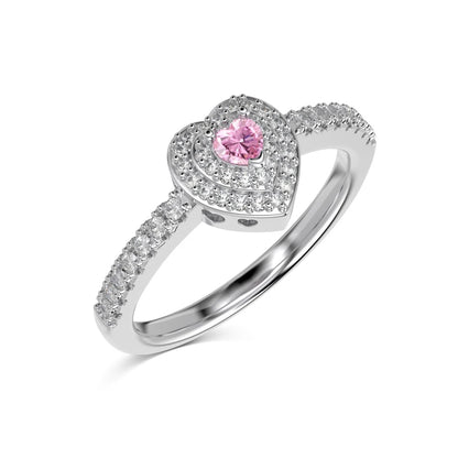 Classic Fine Fashion Women Jewelry S925 Silver Rhodium Plated Eternity Band Heart Shape Main Stone 5A Zircon Women Rings