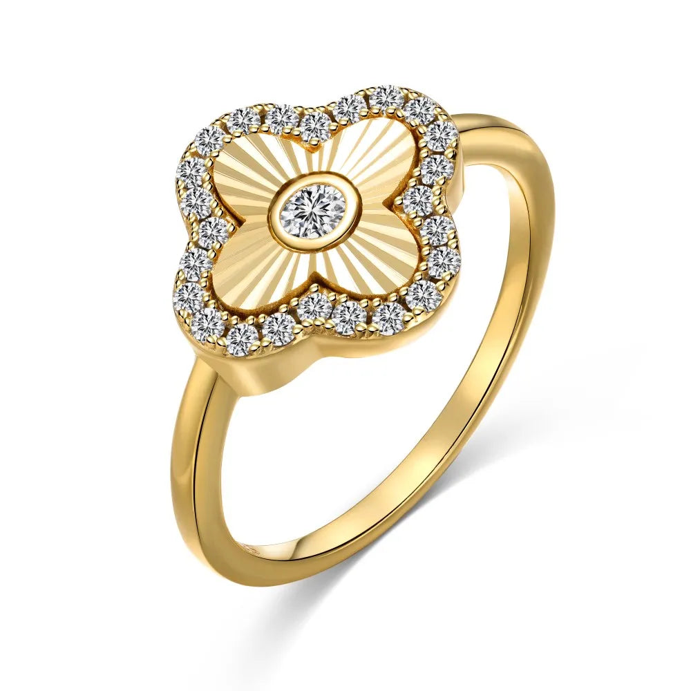 925 Sterling Silver Clover 5A CZ Ring product image 6