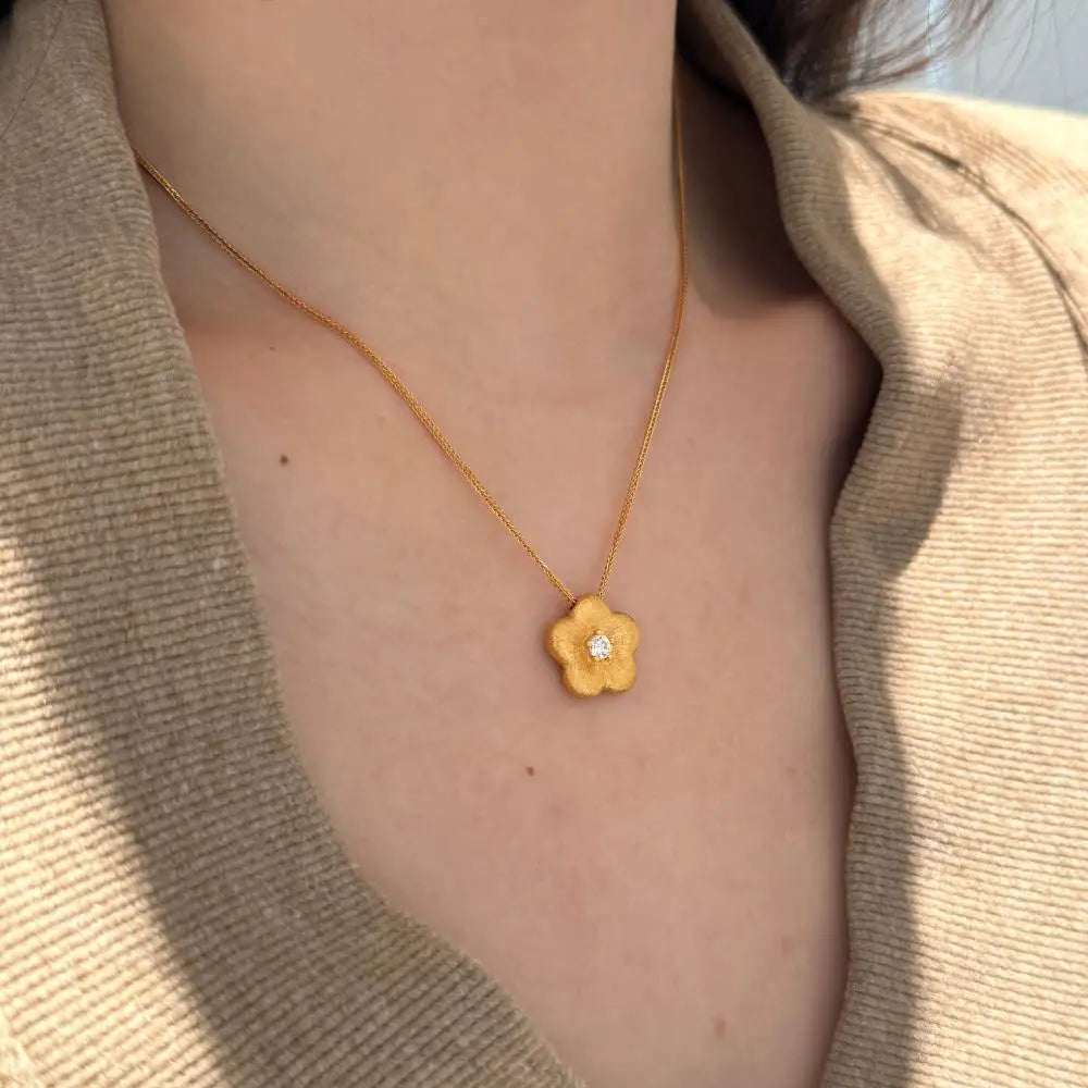 Casual Daily Fine Necklaces Jewellery 5A Zircon Adjustable Flower Pendant Necklace for Girls