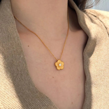Casual Daily Fine Necklaces Jewellery 5A Zircon Adjustable Flower Pendant Necklace for Girls