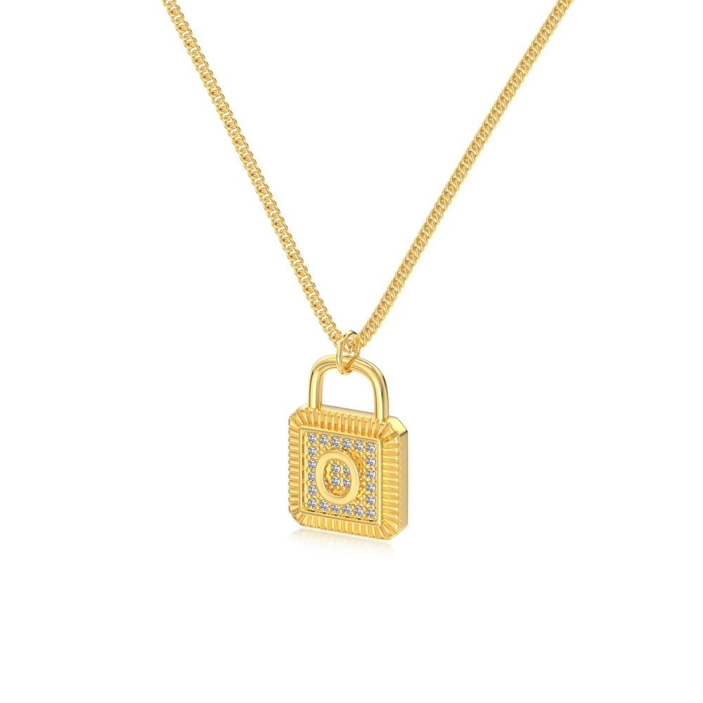 925 Sterling Silver Lock Bridal Initial Necklace product image 14