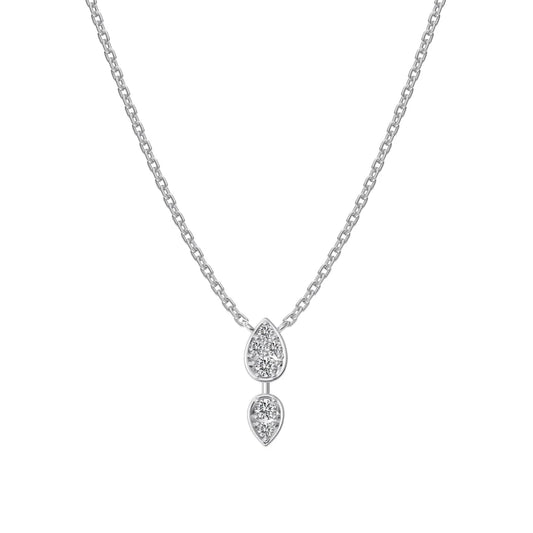 Wholesale Price S925 Sterling Silver Necklace Cubic Zirconia Cz 3 Stone Pendant Three Stone Waterdrop Pear Necklaces Women