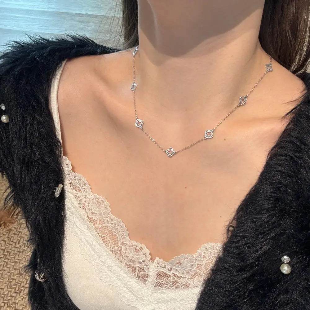 925 Sterling Silver Flower Lariat Necklace product image 3
