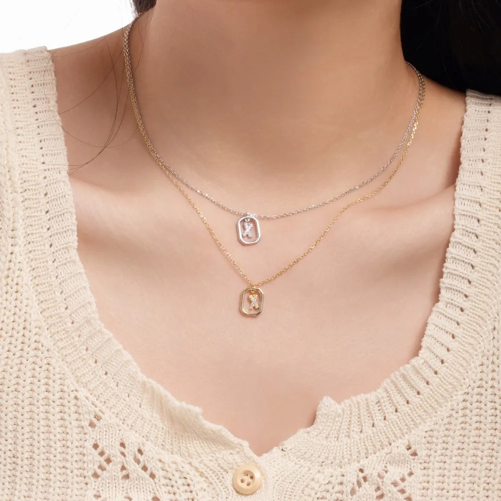 925 Silver 5A CZ Initial Necklace DY191352 product image 2
