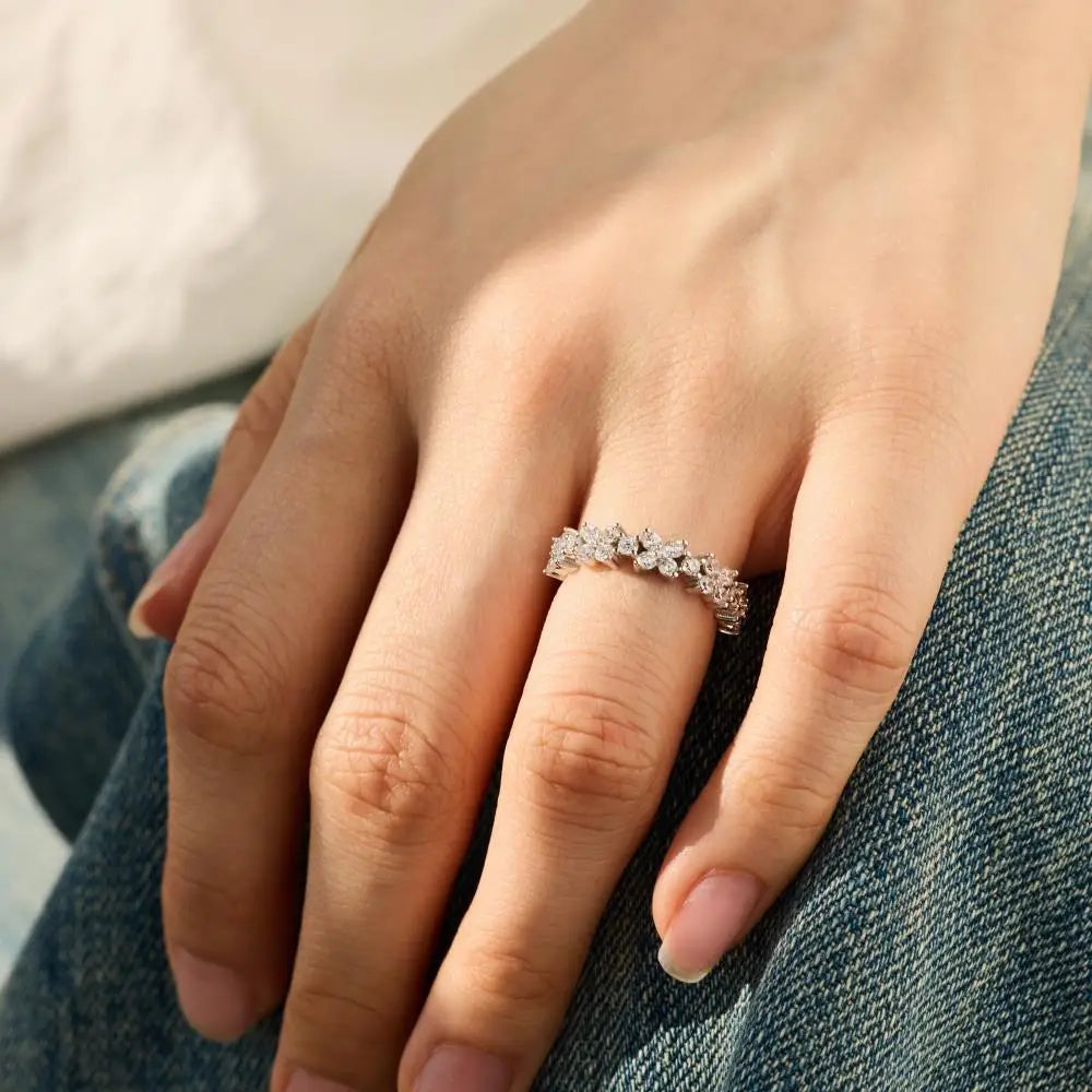 925 Sterling Silver Flower Bridal Engagement Ring product image 6