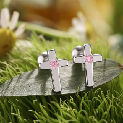 New Arrival Hypoallergenic Nickel Free 925 Sterling Silver Earring Kid Children 5A CZ Cubic Zirconia Tiny Cross Stud Earrings
