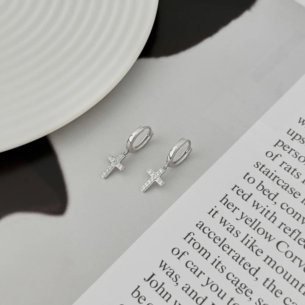 KAKODIY Jewelry Exquisite 925 Sterling Silver 5A Cubic Zirconia Miniature Religious Cross Pendant Earrings Women's Daily Jewelry - product image 3