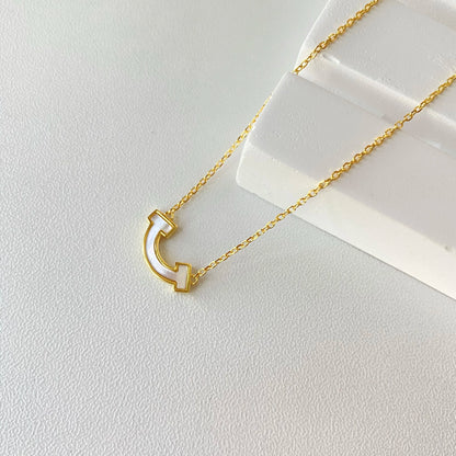 Trendy Sterling Silver Smile Shell Pendant Statement Gold Plated Stackable Necklaces Chain Women S925 Necklace