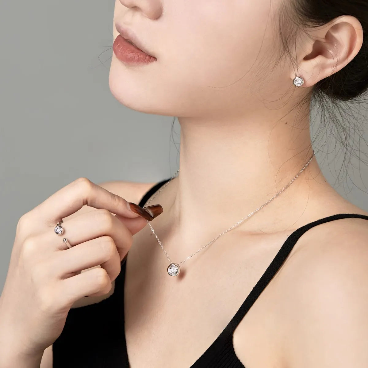 Korean Multicolor  S925 Silver Women Round Studs Earring Cubic Zirconia Stud Earrings for Women Jewelry Set
