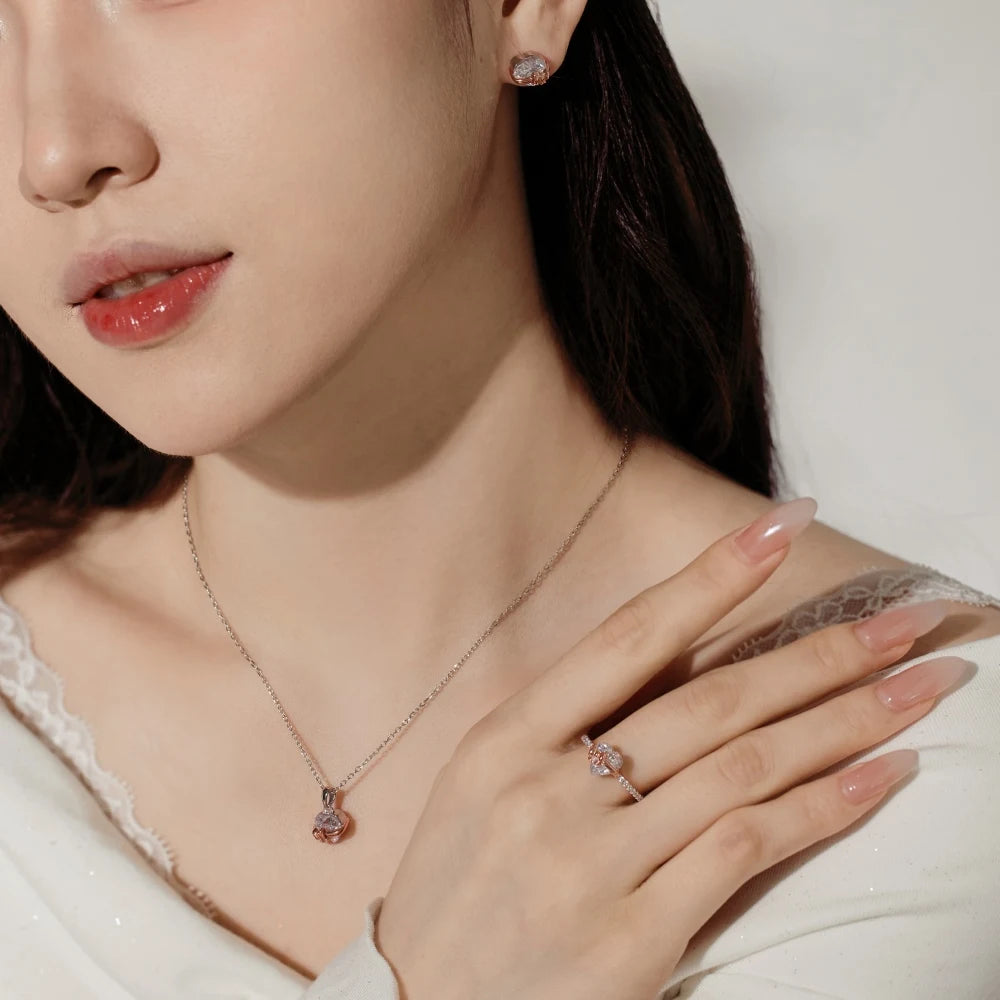 Merry Christmas Happy New Year Xmas Festival Gift Jewelry S925 Silver Link Chain 5A Zirconia Heart Shape Pendant Necklaces