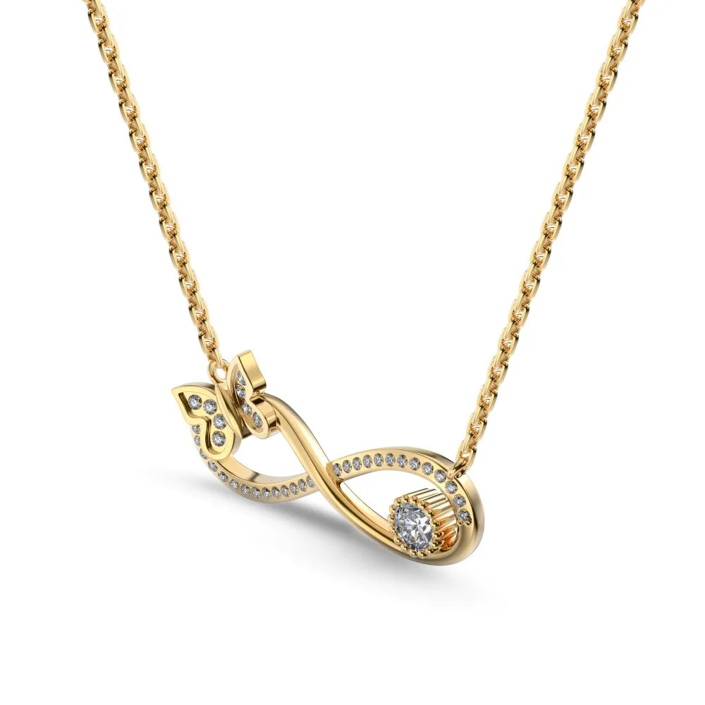 Stylish Geometric Design S925 Silver Link Chain 5A Cubic Zirconia Butterfly Number 8 Infinity Symbol Pendant Necklaces