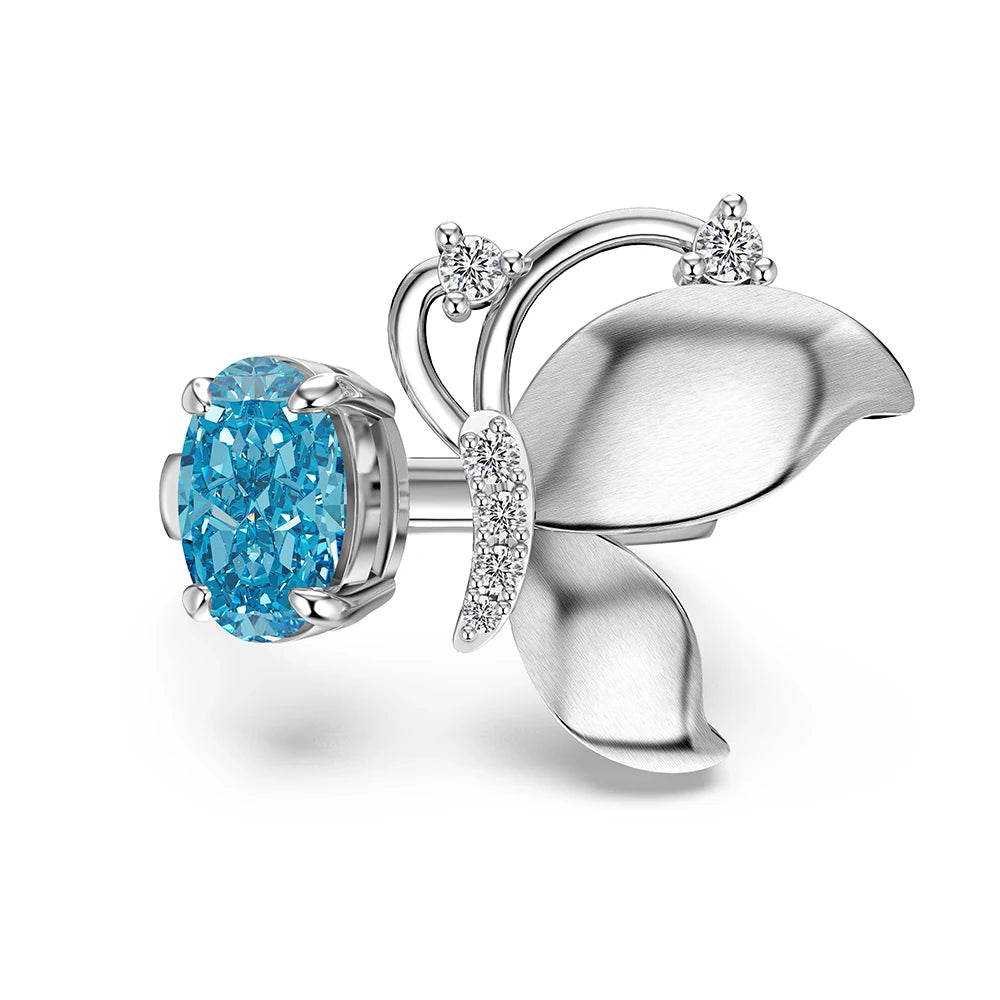 925 Sterling Silver Flower CZ Bridal Wedding Ring by KAKODIY