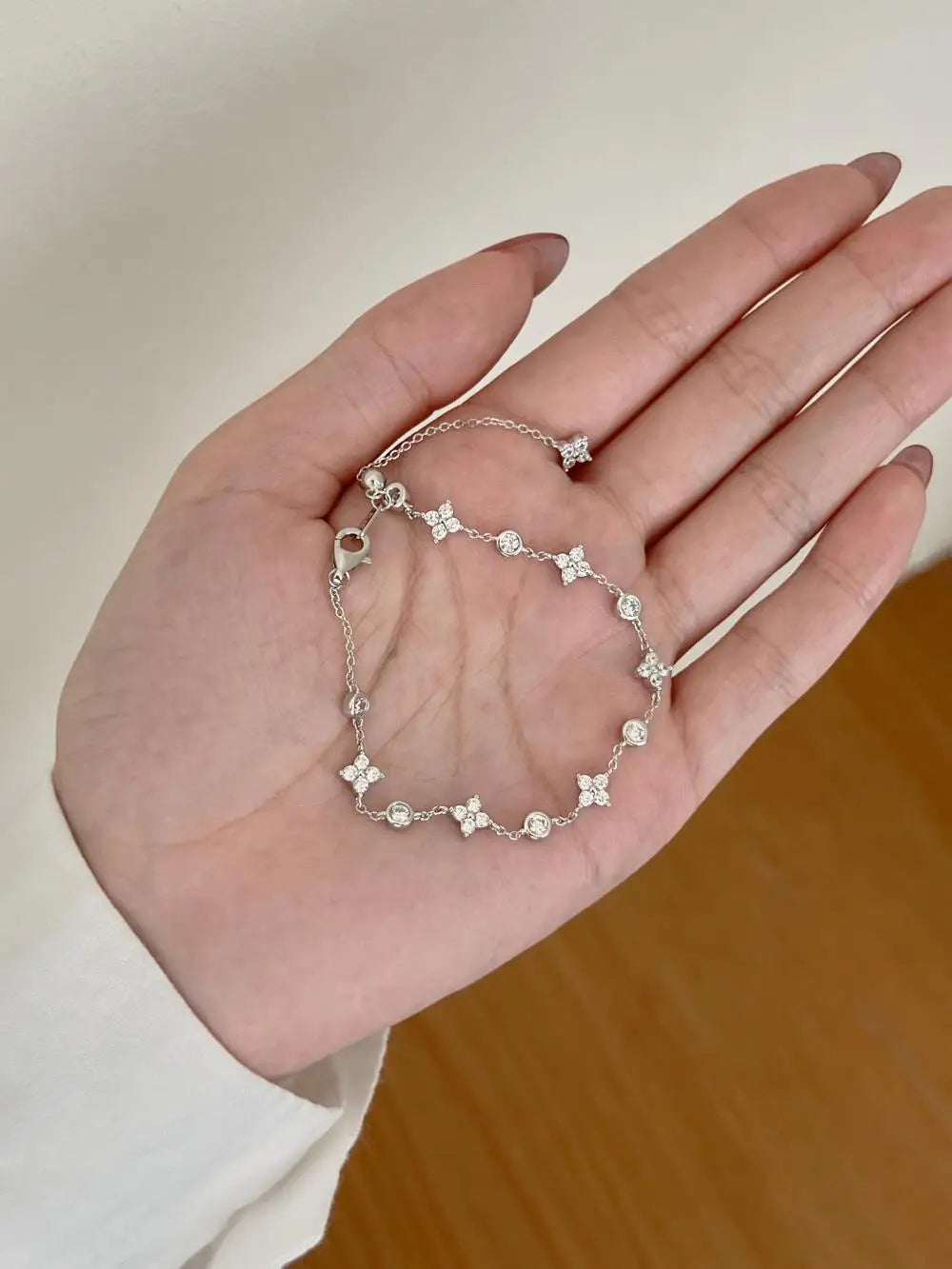 925 Sterling Silver Clover CZ Bracelet product image 2