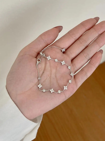 925 Sterling Silver Clover CZ Bracelet product image 2