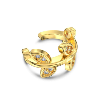 925 Sterling Silver Fine Jewelry Cute Leaf Shape Ear Cuff Earring Small Cz Diamond 18K Gold Plated Clip on Earrings Women