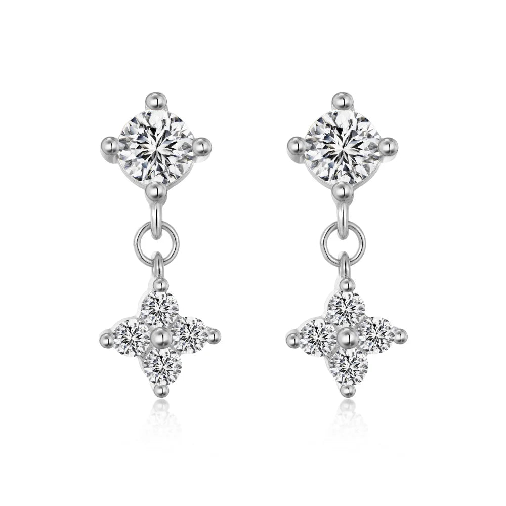 KAKODIY Glamour Charm Womens Rhodium 18K Gold Plated 925 Sterling Silver 5A Zirconium Oxide Four Leaf Clover Stud Earrings - product image 1