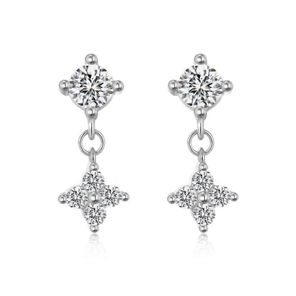 KAKODIY Glamour Charm Womens Rhodium 18K Gold Plated 925 Sterling Silver 5A Zirconium Oxide Four Leaf Clover Stud Earrings - product image 1