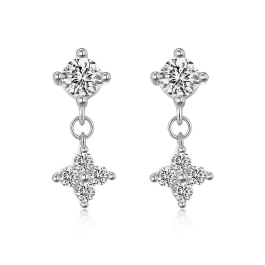 KAKODIY Glamour Charm Womens Rhodium 18K Gold Plated 925 Sterling Silver 5A Zirconium Oxide Four Leaf Clover Stud Earrings - product image 1