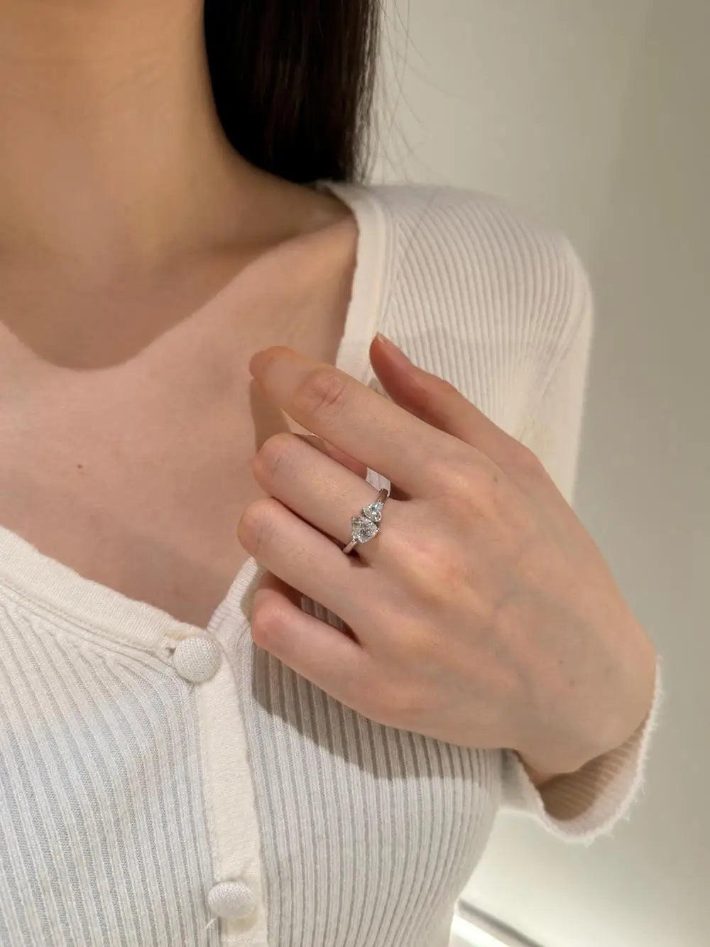 925 Silver Heart CZ Engagement Ring DY121265 product image 6