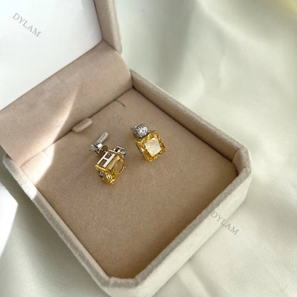 New Arrival 8A Luxury Square CZ Zircon Stone Stud Drop Earrings S925 Sterling Silver Jewelry for Wedding Women Party