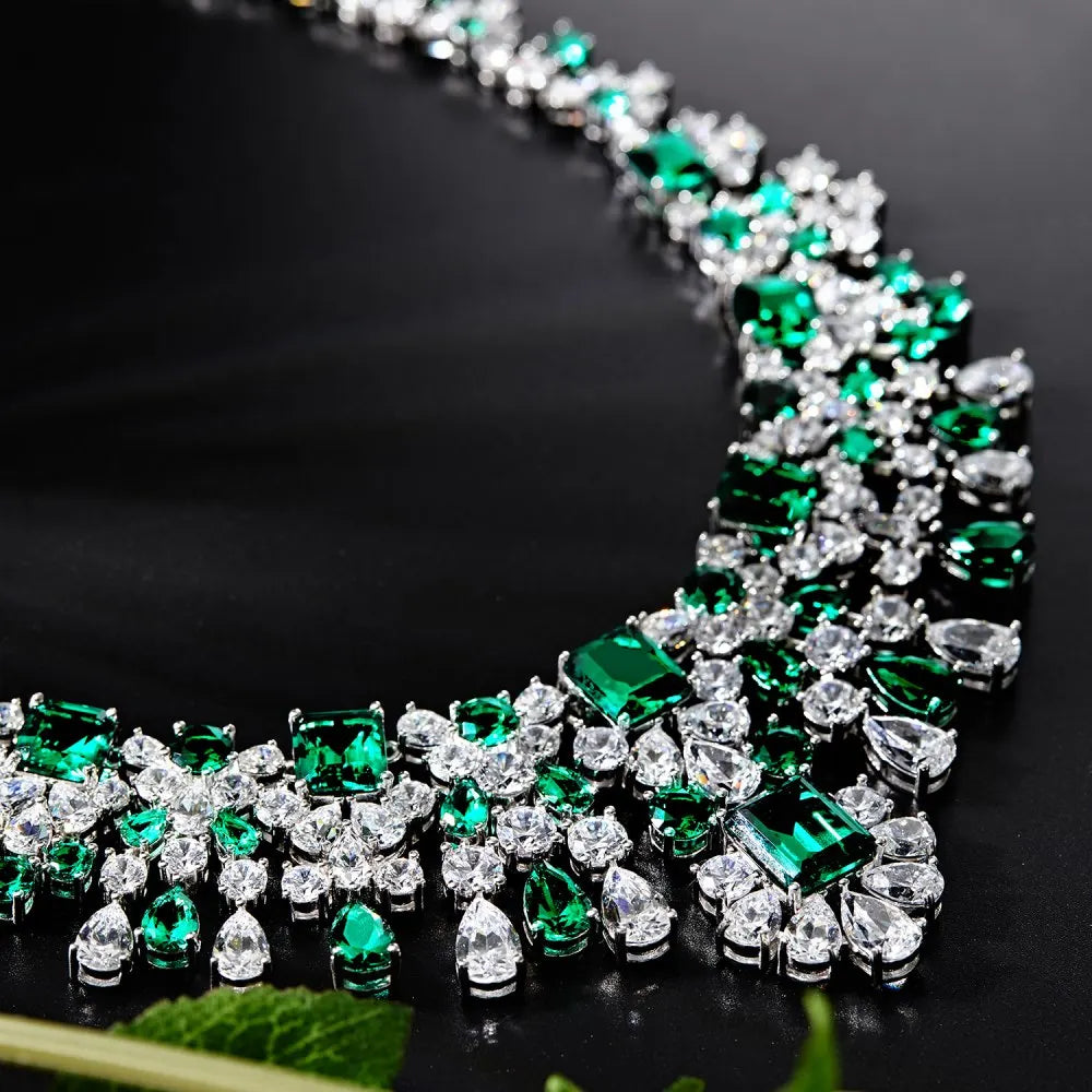 925 Sterling Silver Emerald CZ Tennis Necklace product image 2