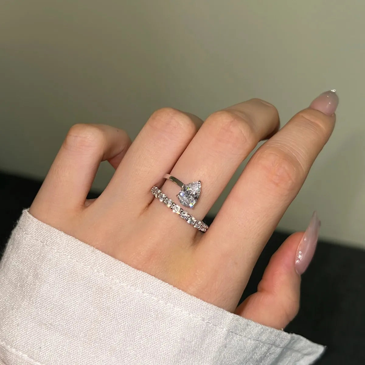 925 Silver CZ Bridal Engagement Ring DY121132 product image 3
