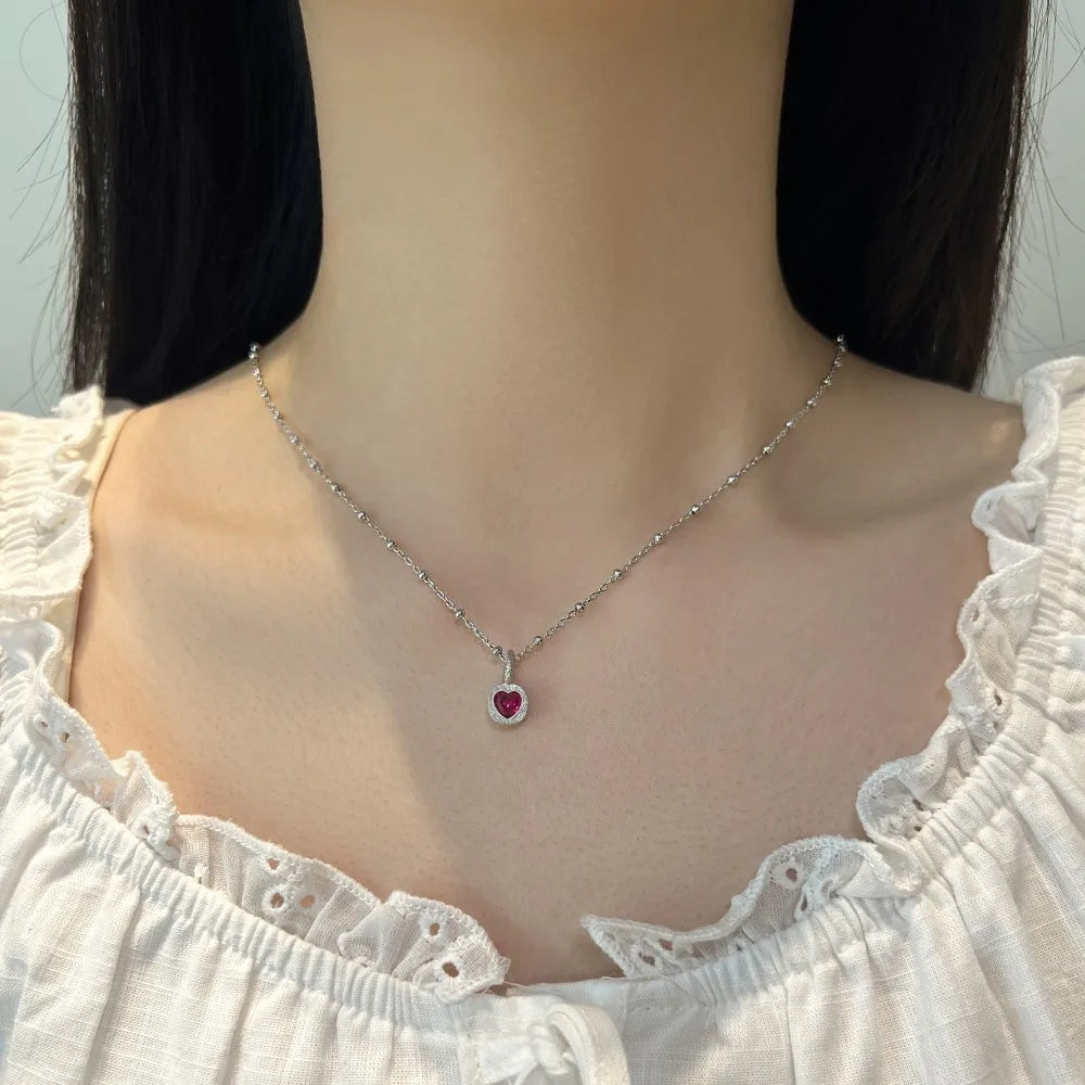 925 Silver Heart 5A CZ Pendant Necklace DY191870 product image 4