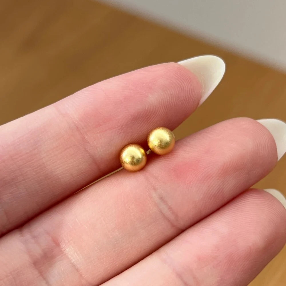 KAKODIY Simple Design Boutique Jewelry 18K Electroplated Frosted Surface 925 Sterling Silver 5 * 5mm Beaded Stud Earrings Women Earrings - product image 4