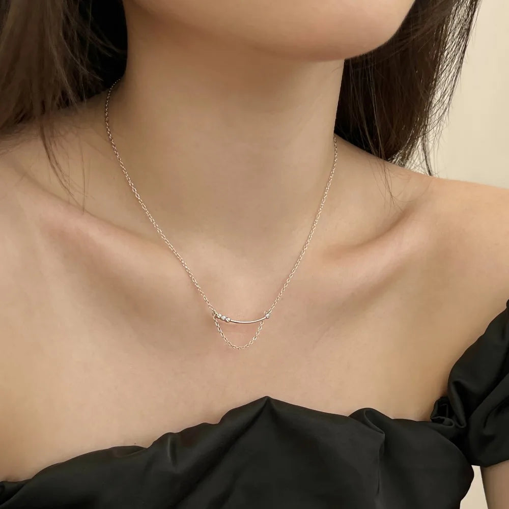 New Arrival 18K Gold Plated  Necklace New Smile Cz Cubic Zirconia Moon Pendant Necklaces S925 Silver Jewelry