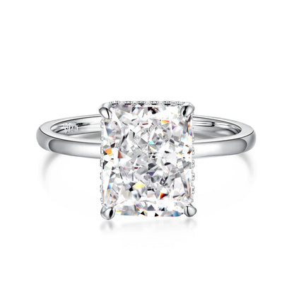 Luxury S925 Silver Crushed Ice Out Cut Super Shining Bright Cut  8A Zirconia Rectangle Engagement Ring for Women