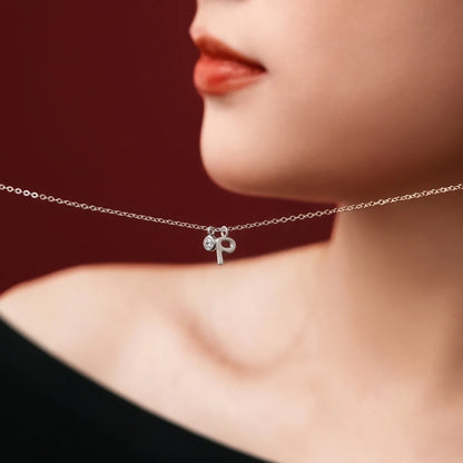 925 Sterling Silver P Initial 5A CZ Necklace product image 3