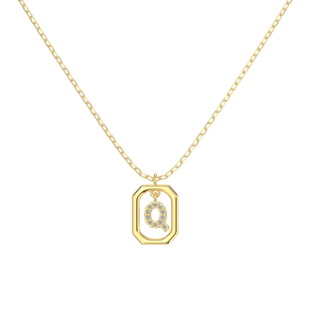 925 Sterling Silver Q Initial CZ Necklace product image 7