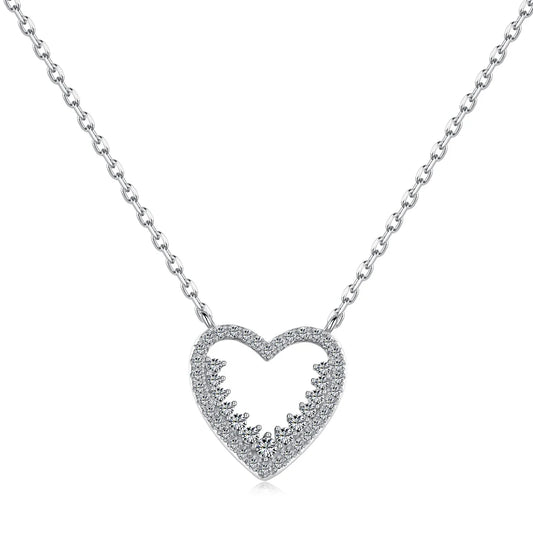 925 Sterling Silver Heart CZ Bridal Necklace by KAKODIY