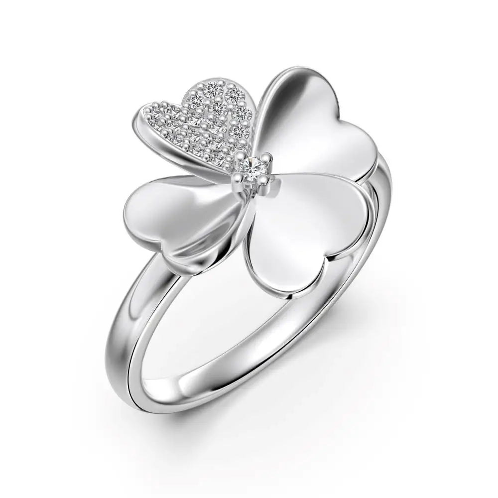 925 Silver Clover Bridal Engagement Ring DY121267 product image 5