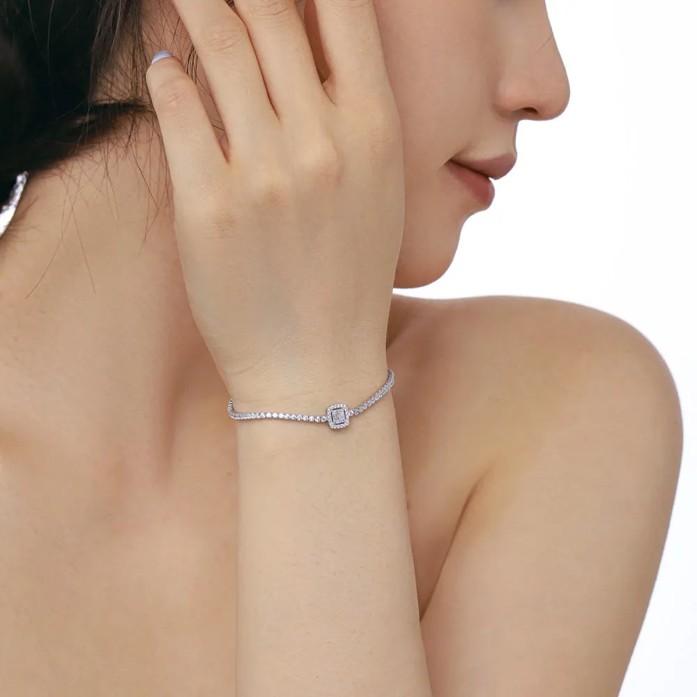 925 Sterling Silver CZ Chain Bracelet DY150222 product image 2