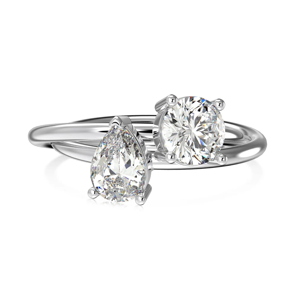 Dainty Fine Fashion Women Rings S925 Silver Crossed 2-Layers Double 5A Cubic Zirconia Wedding Promise Engagement Rings