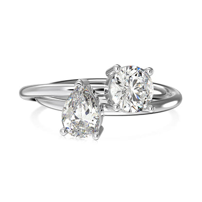 Dainty Fine Fashion Women Rings S925 Silver Crossed 2-Layers Double 5A Cubic Zirconia Wedding Promise Engagement Rings