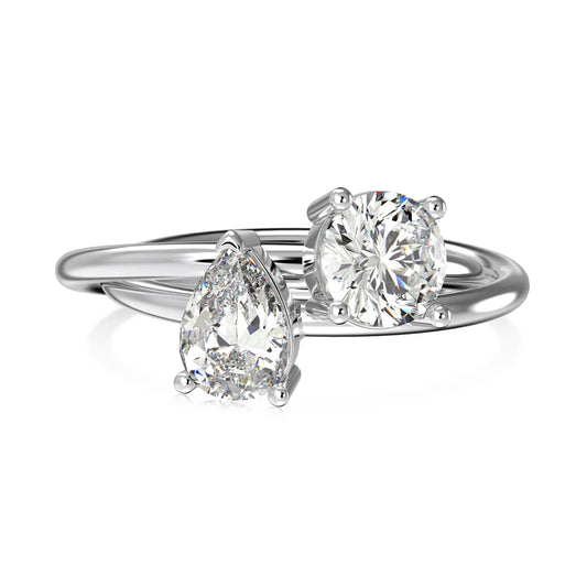 Dainty Fine Fashion Women Rings S925 Silver Crossed 2-Layers Double 5A Cubic Zirconia Wedding Promise Engagement Rings