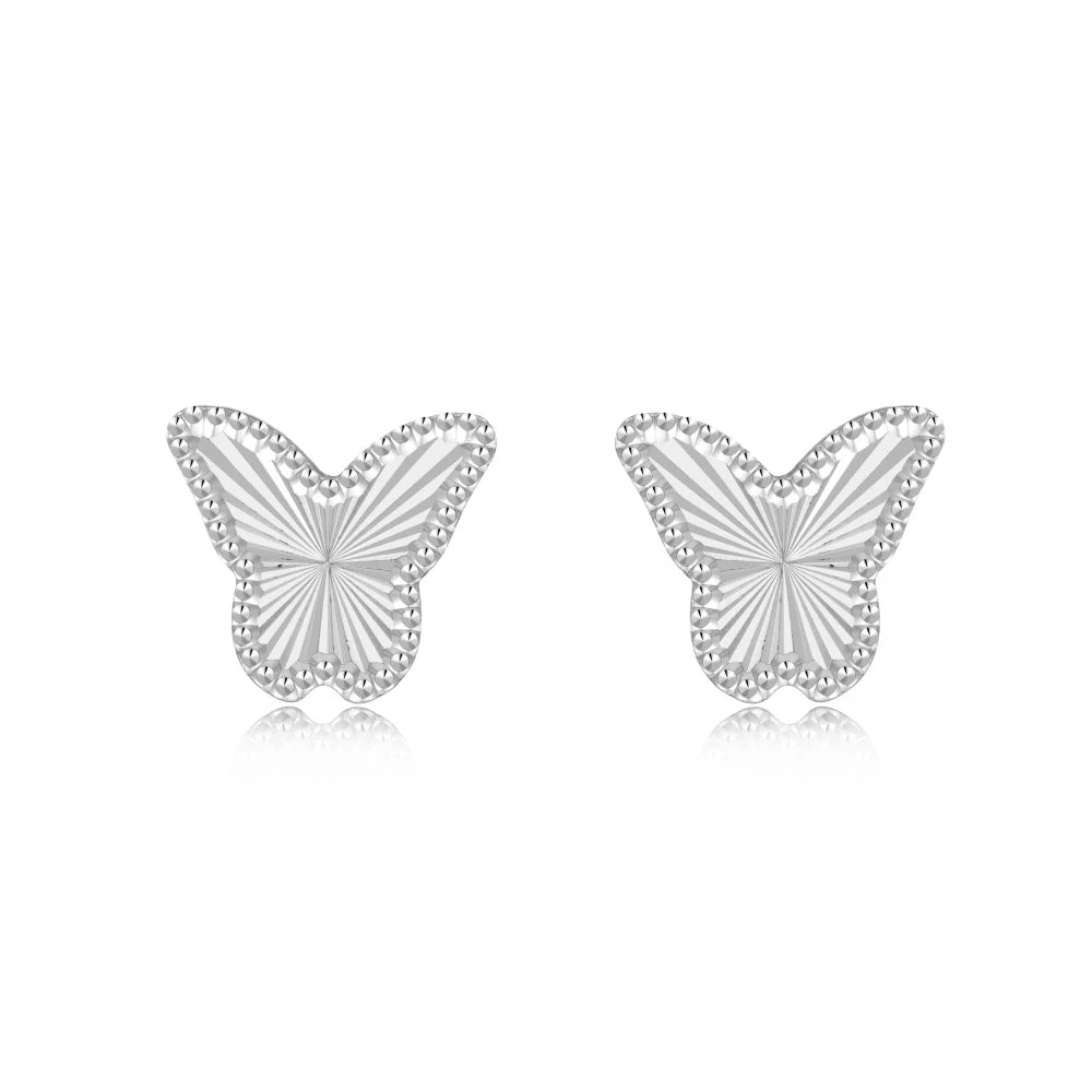 KAKODIY Unique Small 925 Sterling Silver Small Laser Textured Surface Butterfly Stud Earrings Women Daily Wear - product image 1